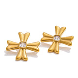 Darla Cross Stud Earrings – Waterproof & Tarnish-Resistant Jewelry | Huna Jewelry