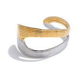 Xandra Geometric Cuff Bracelet – Open Minimalist Fashion Bangle | Huna Jewelry