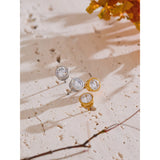 Mavis Round Cubic Zirconia Stud Earrings – Minimalist & Elegant | Huna Jewelry