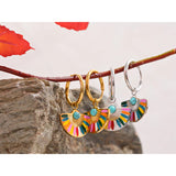 Gigi Enamel Fan Drop Earrings – Colorful Y2K Statement Hoops | Huna Jewelry