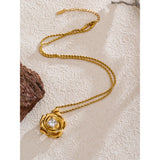 Lillian Rose Pendant Necklace – Gold Rope Chain with Zirconia Stone | Huna Jewelry