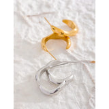 Lydia Geometric C Hoop Earrings – Minimalist Waterproof Design | Huna Jewelry