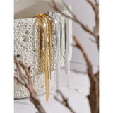 Mila Tassel Chain Drop Earrings – Long Hypoallergenic Statement | Huna Jewelry