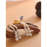 Rona Pearl Dangle Earrings – Long Drop with Natural Freshwater Pearls | Huna Jewelry