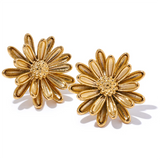 Fiorella Chrysanthemum Earrings – Elegant Floral Stud Jewelry | Huna Jewelry