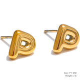 Charlie A-Z Initial Stud Earrings – Minimalist & Tarnish-Resistant | Huna Jewelry