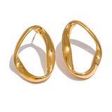 Lindsey Hollow Oval Stud Earrings – Minimalist Waterproof Jewelry | Huna Jewelry