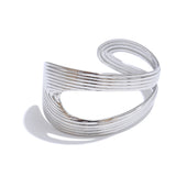 Xandra Geometric Cuff Bracelet – Open Minimalist Fashion Bangle | Huna Jewelry