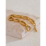 Xenia Textured Chain Bracelet – Modern Oval & Round Links with Toggle | Huna Jewelry