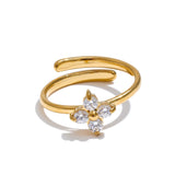Holly Dainty Flower Ring – Elegant Crystal Jewelry for Women | Huna Jewelry