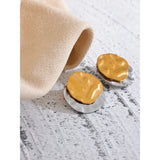 Fiona Two-Tone Round Stud Earrings – Modern & Elegant Style | Huna Jewelry