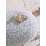 Kallie Rectangle Drop Earrings – Sparkling Zirconia Elegance | Huna Jewelry