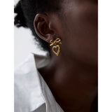 Courtney Bow Heart Drop Earrings – Romantic, Hollow & Waterproof | Huna Jewelry
