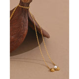 Emilia Bow and Pearl Pendant Necklace – Chic & Sweet Golden Jewelry | Huna Jewelry