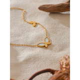 Floriana Butterfly Pendant Necklace – Gold & Shell Stainless Steel | Huna Jewelry