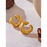 Dawn Textured Round Stud Earrings – Bold & Waterproof Statement | Huna Jewelry