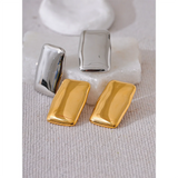 Leah Rectangular Stud Earrings – Glossy, Bold & Waterproof Design | Huna Jewelry