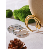 Tess C-Circle Earrings – Tarnish-Resistant, Modern & Elegant | Huna Jewelry