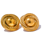 Giselle Big Round Stud Earrings – Hypoallergenic & Stylish Jewelry | Huna Jewelry