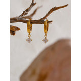 Brynn Cubic Zirconia Drop Hoop Earrings – Delicate & Chic | Huna Jewelry