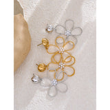 Jill Flower Drop Earrings – Hypoallergenic Dangle with Mini Pearls | Huna Jewelry