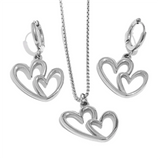 Viviana Entwined Hearts – Hollow Heart Earrings & Necklace Set | Huna Jewelry