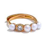 Celine Pearl Ring – Delicate & Classic Elegant Jewelry | Huna Jewelry