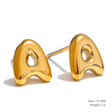 Charlie A-Z Initial Stud Earrings – Minimalist & Tarnish-Resistant | Huna Jewelry