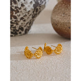 Medium Flower Hoops – Gold-Plated Floral Earrings | Huna Jewelry