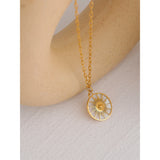 Clara Round Sunray Pendant – Trendy Link Chain Necklace  | Huna Jewelry