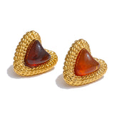 Janet Heart Stud Earrings – Bold Colored Statement Jewelry | Huna Jewelry