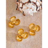 Palmina Gold Flower Pearl Stud Earrings – Elegant & Timeless | Huna Jewelry