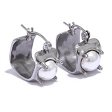 Devin Pearl Square Hoop Earrings – Hypoallergenic & Stylish Design | Huna Jewelry