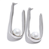 Della Pearl U Drop Earrings – Hypoallergenic & Elegant Design | Huna Jewelry