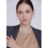 Marie Pearl & Gold Beaded C-Hoop Earrings – Soft Elegance | Huna Jewelry