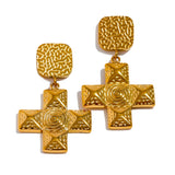 Breya Cross Drop Earrings – Vintage-Inspired Statement Jewelry | Huna Jewelry
