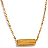 Lula Engraved Bar Pendant Necklace – Luck, Wisdom, Belief & Courage | Huna Jewelry