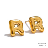Charlie A-Z Initial Stud Earrings – Minimalist & Tarnish-Resistant | Huna Jewelry