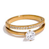 Liliana Sparkling Double Layer Ring – Elegant & Romantic | Huna Jewelry