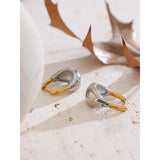 Maia Two-Toned Geometric Hoop Earrings – Bold Contrast with Modern Flair | Huna Jewelry