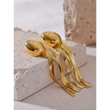 Claudette Oval Tassel Snake Drop Earrings – Trendy & Elegant | Huna Jewelry