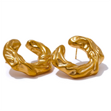 Dawn Textured Round Stud Earrings – Bold & Waterproof Statement | Huna Jewelry