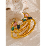 Whitney Natural Stone Cuff Bracelet – Gold & Water-Resistant | Huna Jewelry