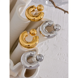 Chunky C-Shape Hoop Earrings – Waterproof Stainless Steel Jewelry | Huna Jewelry