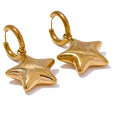 Hope Star Drop Hoop Earrings – Polished & Chic Statement Jewelry | Huna Jewelry