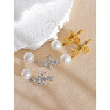 Demi Floral Pearl Drop Earrings – Elegant Waterproof Jewelry | Huna Jewelry