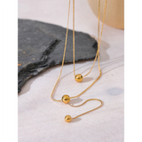 Camilla Layered Y Necklace – Long Chain with Round Beads, Simple & Elegant | Huna Jewelry