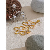 Jill Flower Drop Earrings – Hypoallergenic Dangle with Mini Pearls | Huna Jewelry
