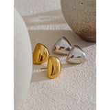 Lottie Triangle Huggie Stud Earrings – Smooth & Modern Design | Huna Jewelry