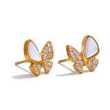 Macie Butterfly Stud Earrings – Delicate Cubic Zirconia Design | Huna Jewelry